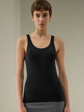 Lilysilk Basic Silk Ribbed Tank Top In Black Women's Size XS